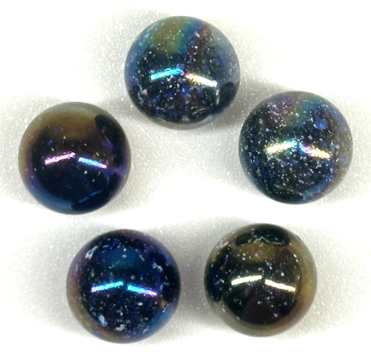 JUPITER Purple/Spots Iridescent Glass Marbles 22mm (7/8 inch) SHOOTER Taw (Lot of 5)